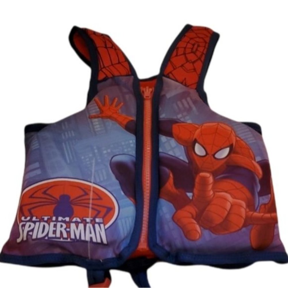 Spider Man Life Vest Swim Swimming Float Floatation Device Zip Up 2 T Toddler